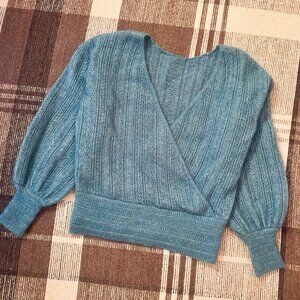 Sezane Cristina Jumper Blue Bleu Paon Sweater French Wool Mohair V Neck